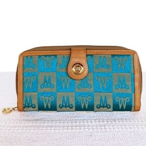 MISTY Genuine Cowhide Leather trim Monogram Checker Wallet